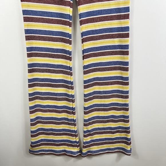 Zara New Striped Flared Pant Small Ribbed Knit High Rise Boho Colorful Retro Y2K - Picture 3 of 12